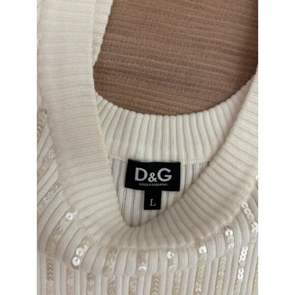 NWOT Dolce & Gabbana White Scoop Neck Tank with White Sequins - Picture 2 of 4